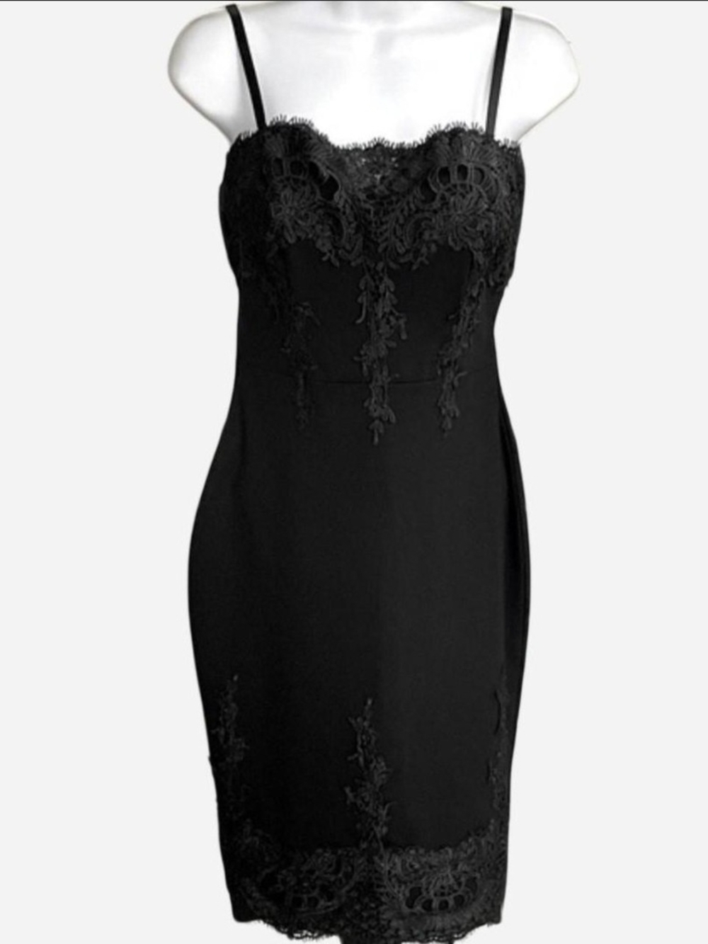 Goth Baddie Haute Monde black lace midi dress with floral embroidery, size M